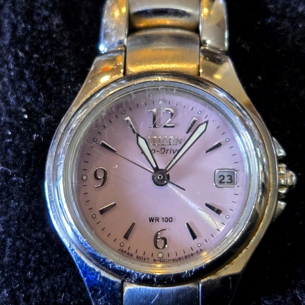 Citizen Eco-Drive Pink Dial Silver Watch